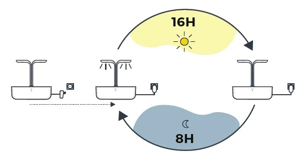 Cycle d'éclairage du potager